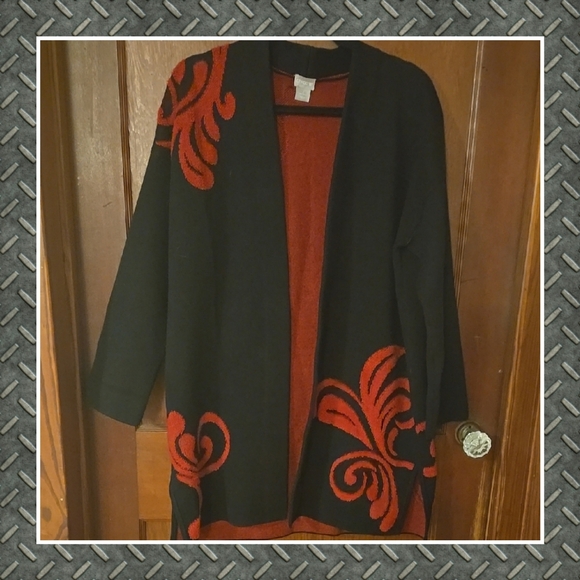 Chico's Sweaters - Chicos elegant Black and Red Women's coat chicos 2 which is size 12
